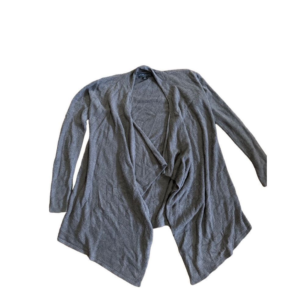 Barefoot Dreams Bamboo Chic Lite Knit cardigan 436 sz S/M Gray - Picture 2 of 8